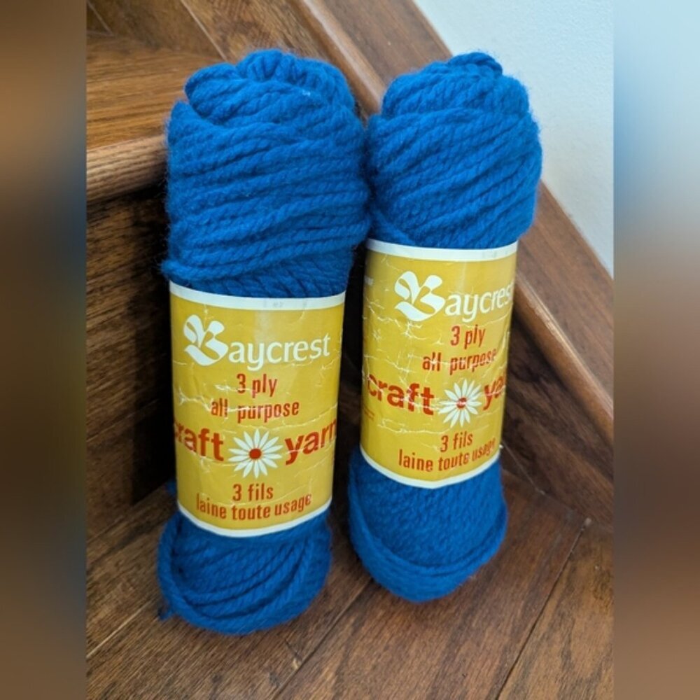 Vintage Blue Sayelle Knitting Worsted Yarn 3 ply 56.7g X 2 / 2oz.x 2